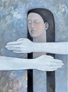 attente aux mains blanches, huile sur toile 61x46cm 1400€